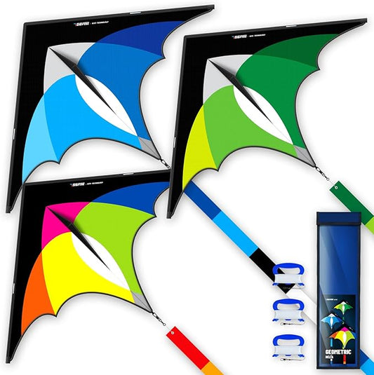 3-Piece Set Delta Kite for Easy to Fly Large Kite for Kids and Adults - Perfect Family Outdoor Toy, Beach Fun for Family Activities