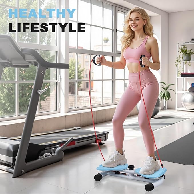 Waist Twister Machine, Ab Twister Board with Resistance Bands - 300 lbs Capacity Home Exercise Equipment for Belly Fat, Core Workout - Noiseless & Anti-Slip for Women/Men
