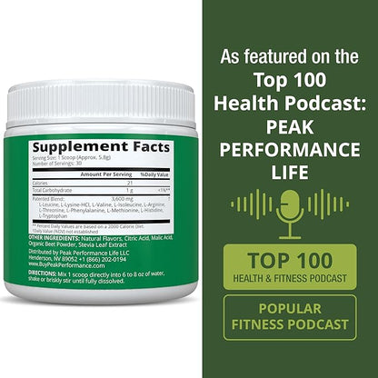 All 9 Essential Amino Acids Powder with 26 Clinical Studies. EAAs 32X Effective vs BCAA/BCAAS Branched Chain Aminos. Pre or Post Workout EAA Supplement. Perfect for Energy, Muscle Growth. Wildberry