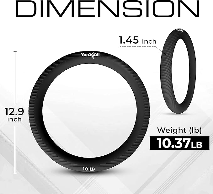 Yes4All Power Ring 10lbs, Weight Ring, Weighted Circle, Kettlebell for Yoga Exercise, Aerobics, Home Fitness, Core Training