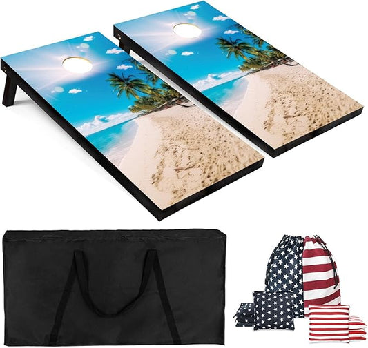 Cornhole Board Set with Carrying Bags & 8 Bean Bags Corn Hole Boards Bean Toss Game for Adults