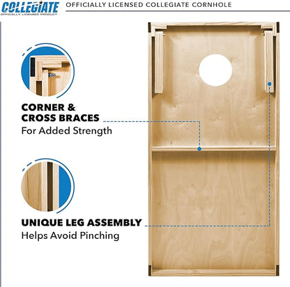 2' x 3' Solid Wood Cornhole Set with Direct Print HD Team Graphics – Great Gift for Any NCAA Fan! Bean Bag Toss Family Outdoor Games