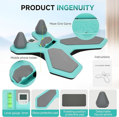 Pure Plank Board - Core Trainer Balance Board for Ab Workout, 360° Tilt & Twist Design, Multi-Functional Handle, Phone Holder & Maze Game, Elbow Pad, Fluorescent Green - Core Strengthening Equipment