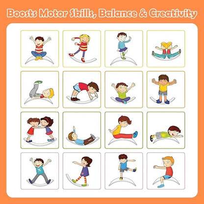 Balance Board Kids with Bouncy Ball, Wobble Balance Board for Balance & Courage Building, Sensory Integration Training, Ideal Toy for Kids Aged 3+