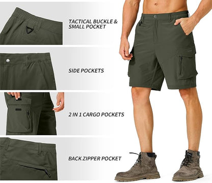 Men's Hiking Cargo Shorts Quick Dry Lightweight Travel Shorts with Multi Pockets for Fishing Camping Golf