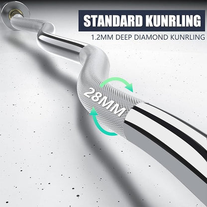 TECHNOAGE Olympic EZ Curl Bar, 47" Curl Bar(350/500LBS Capacity) 20LB, Solid Steel, Chrome Finish Barbell with Copper Sleeve and Bearing for 2-inch Plates, for Weight Lifting,Hip Thrusts,Squat,Biceps-Home Gym Weight Bar