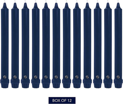 Colonial Candle Unscented Taper Candle, Classic Collection, Indigo, 10 In, Pack of 12 - Up to 8 Hours Burn