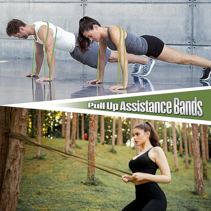 Resistance Band Pull Up Assistance Bands,Set of 5 Resistance Heavy Duty Exercise Stretch Fitness Bands for Stretching Power Lifting Workout Training with Instruction Guide