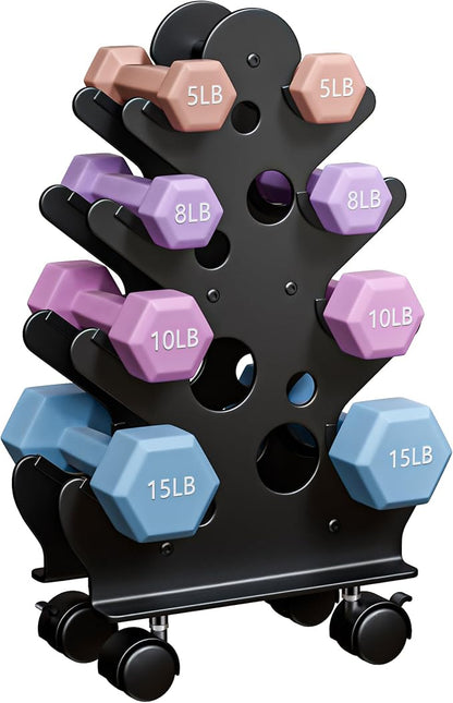 Dumbbell Rack Stand Only(Dumbbells Not Included) - Dumbbell Storage Rack with/without Wheels, Space Saver for Home Gym.
