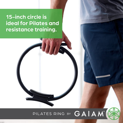 Gaiam Pilates Ring Fitness Circle, Toning Arms, Legs & Core (15", Black)