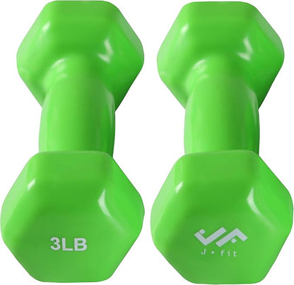 JFIT Dumbbell Pairs or Sets – Neoprene & Vinyl Coated Hand Weights for Home Gym, Strength Training, Aerobics, Cardio Exercise and Fitness