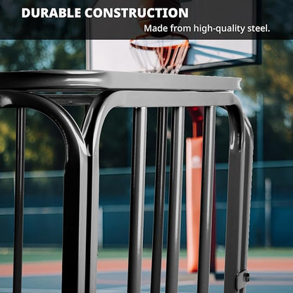 Sports Equipment Organizer Foldable Mental Sports Ball Storage Cart with Lid and Wheels Rolling Ball Cart for Gym, School, Indoor and Outdoor