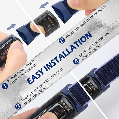 Sport Loop Nylon Watch Bands Compatible with Fitbit Charge 6/5, Adjustable Breathable Replacement Soft Nylon Loop Wristband for Women/Men