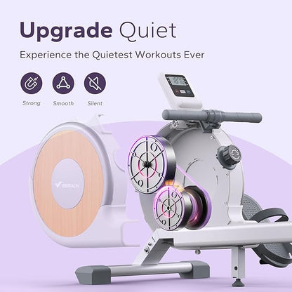 MERACH Rowing Machines for Home, Magnetic Rowing Machine with 16 Levels, Rower Machine of Quiet Resistance, Dual Slide Rail with Max 350lbs Weight Capacity, App Compatible