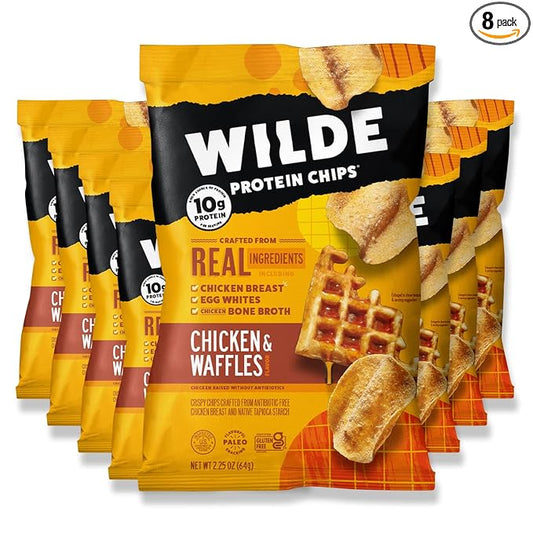 WILDE Chicken & Waffles Protein Chips, Thin and Crispy, High Protein, Keto, Made with Real