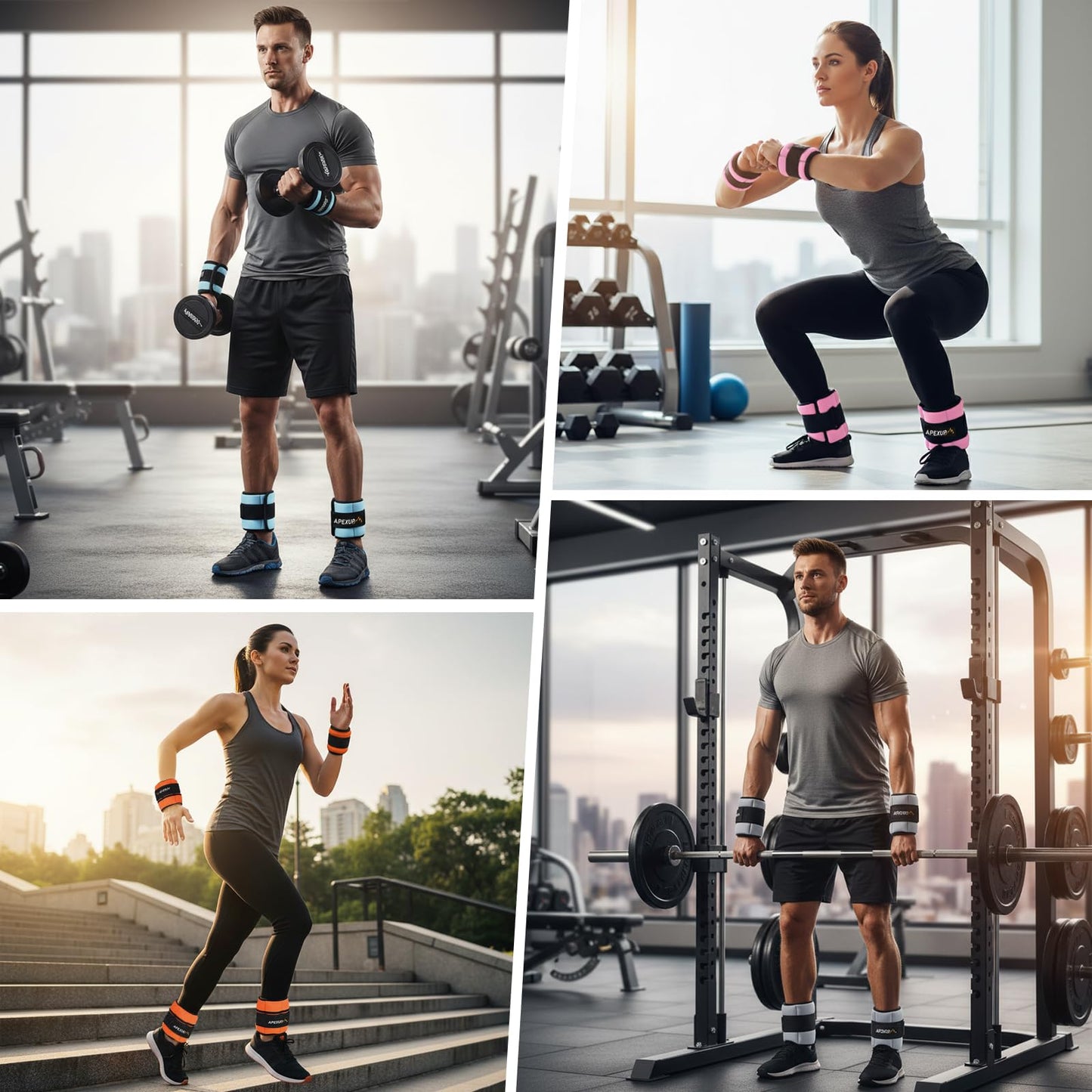 APEXUP 10lbs/Pair Adjustable Ankle Weights for Women and Men, Modularized Leg Weight Straps for
