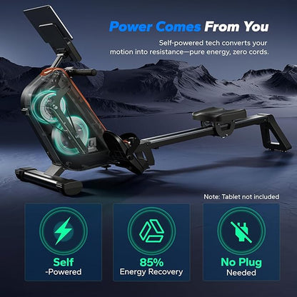 MERACH Rowing Machines for Home, Powerful Electromagnetic Row Machine with 51.2" Extended Rail, 16-Level Handle Resistance Adjustment Rower, 350 LBS Load Capacity, Ergonomic Comfort Seat, Easy Storage