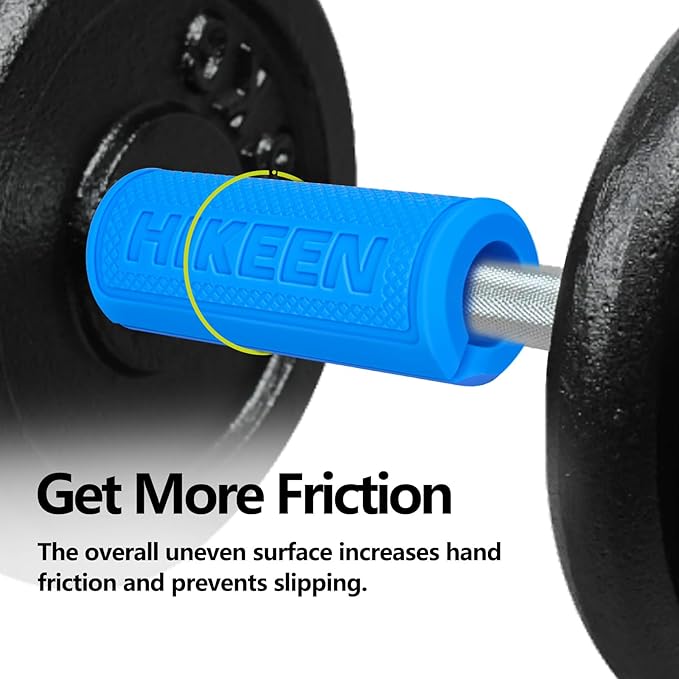 Hikeen Thick Bar Dumbbell Grips,Non Slip Hard Rubber Barbell Grips,Grips for Weight Lifting, Muscle Building-1.77", 2", 2.25" & 2.75" Outer Diameter