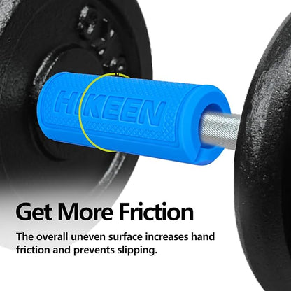 Hikeen Thick Bar Dumbbell Grips,Non Slip Hard Rubber Barbell Grips,Grips for Weight Lifting, Muscle Building-1.77", 2", 2.25" & 2.75" Outer Diameter
