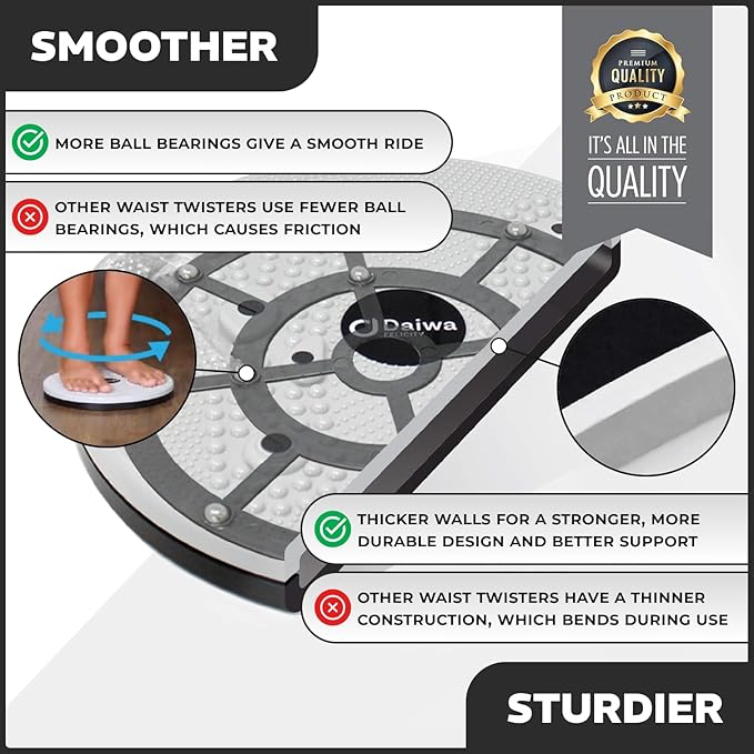 Daiwa Felicity Figure Trimmer Ab Twister Board - Waist Twister Machine for Core & Abs Exercise - Waist Twisting Fitness Tool, Dizzy Disc Twist Board for Slimming Workout with 8 Magnets Reflexology