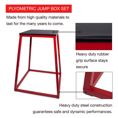 JFIT Plyometric Jump Box - Commercial Grade Steel - 18" Height (Single Plyo Box)