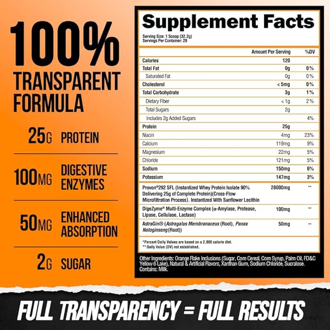 ALPHA LION Superhuman Whey Protein Powder, Great Tasting Pure Whey Protein Isolate, Low Carb, Low Sugar, No Bloat Post Workout, Muscle Recovery & Growth (28 Servings, Orange Gainsicle)