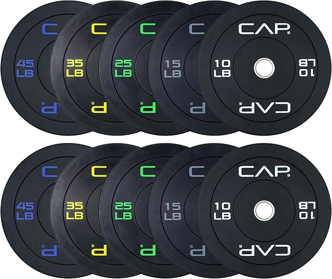 CAP Barbell 2-Inch Olympic Bumper Plate Weight Set | 100-370 lbs | Multiple Options