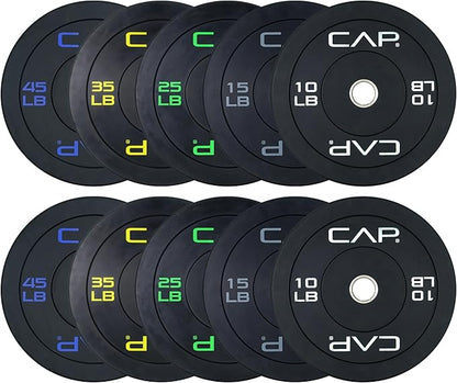 CAP Barbell 2-Inch Olympic Bumper Plate Weight Set | 100-370 lbs | Multiple Options
