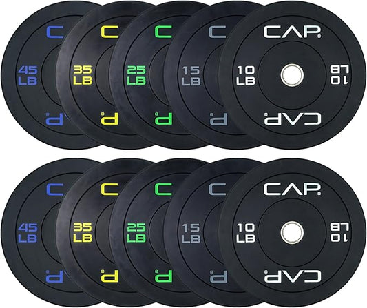 CAP Barbell 2-Inch Olympic Bumper Plate Weight Set | 100-370 lbs | Multiple Options