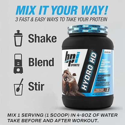 BPI Sports Hydro HD - 100% Hydrolyzed Whey Protein Powder - Muscle Growth, Recovery, 25g of Hydrolyzed Protein, Low Carb, Low Sugar, Fast Absorbing (23 Servings, Chocolate Lava Cake)