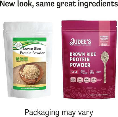 Judee?™s Brown Rice Protein Powder (80% Protein) 1.5 lb - Non-GMO Sprouted - Keto-Friendly, Dairy, Gluten & Soy-Free - Plant-Based