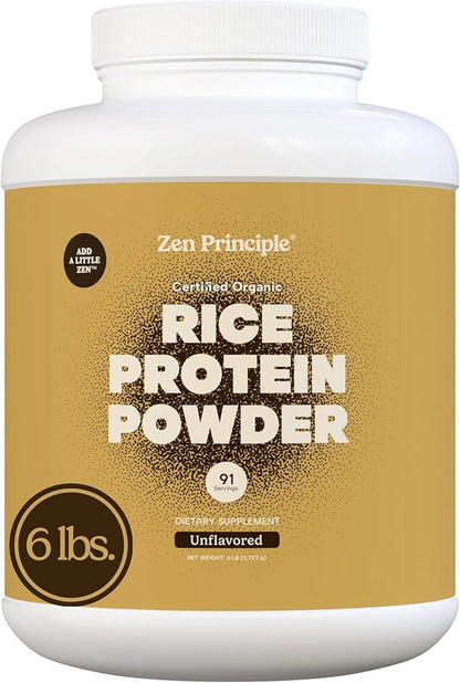 Zen Principle Organic Brown Rice Protein 6 LB. USDA Certified Organic. Unflavored. Non-GMO. Vegan.
