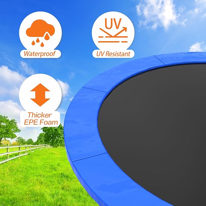 Trampoline Pad 10ft 12ft 14ft 15ft 16ft Trampoline Replacement Safety Pad, Waterproof and Tear-Resistant Safety Spring Cover Round Frame Pad, Trampoline Pad Replacement