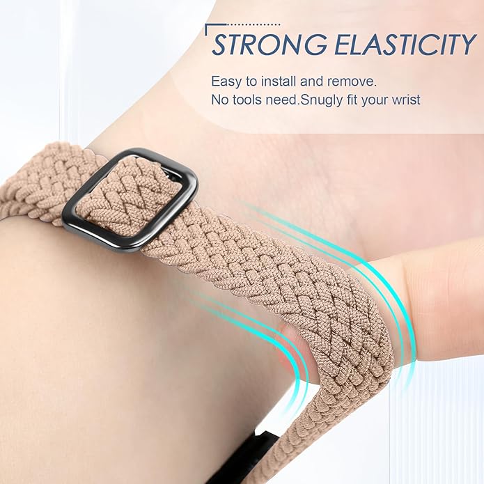 Tiptops Braided Nylon Bands Compatible with Fitbit Inspire 3/Inspire 2/Inspire/Inspire HR/Ace 2/Ace 3, Adjustable Loop Stretchy Straps Replacement Wristbands for Fitbit Inspire Women Men