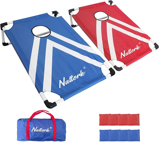 Portable Cornhole Set with 2 Collapsible Cornhole Boards, 8 Cornhole Bean Bags and Carrying Case