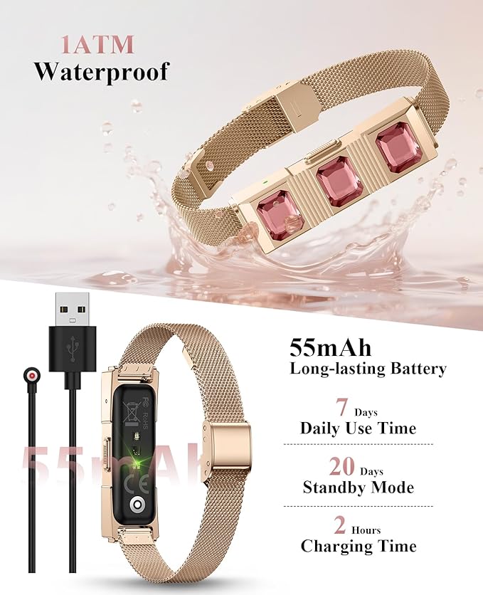 Smart Bracelet, Wearable Activity & Fitness Tracker Band, 24/7 Sleep Tracker, All-Day Continuous Heart Rate Blood Pressure Stress HRV Monitor, 170+ Sport Modes Smart Wristband with 2 Bands, Free APP