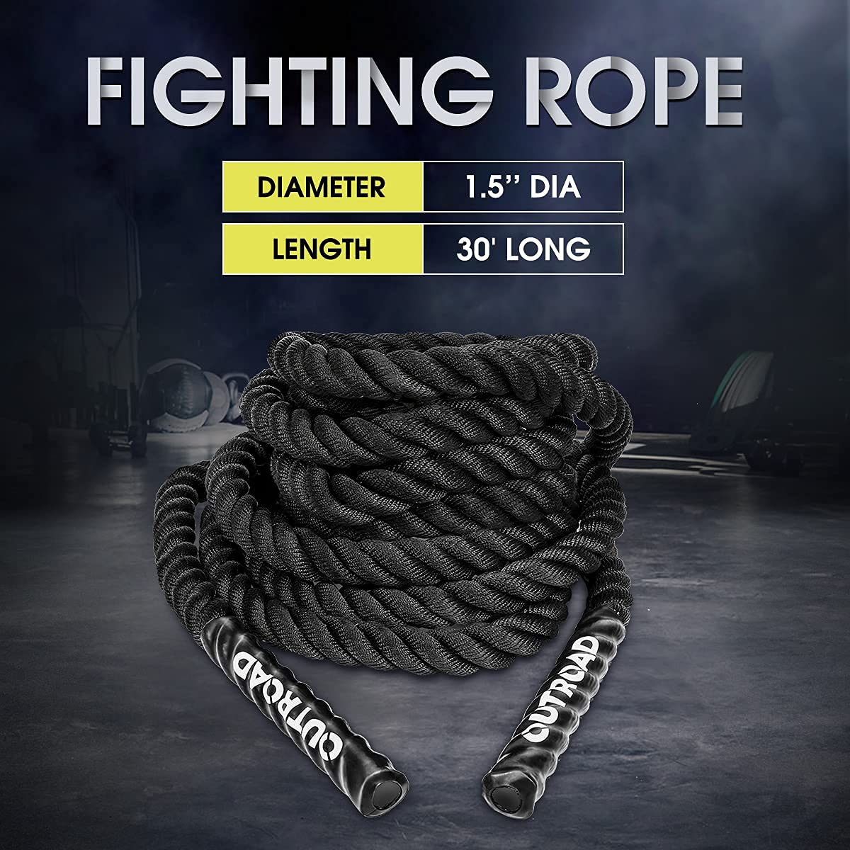 Max4out Battle Ropes 1.5 inch 30 ft - Polyester Workout Rope Heavy for Home Body Workouts Building