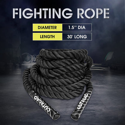 Max4out Battle Ropes 1.5 inch 30 ft - Polyester Workout Rope Heavy for Home Body Workouts Building