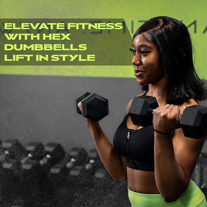 Rubber Coated Dumbbells - No Roll Design Easy-Grip Steel Knurled Handle, Weights Dumbbells Set for Strength Training - Ideal Weights Set for Home Gym - 10-60 LBS SOLD INDIVIDUALLY