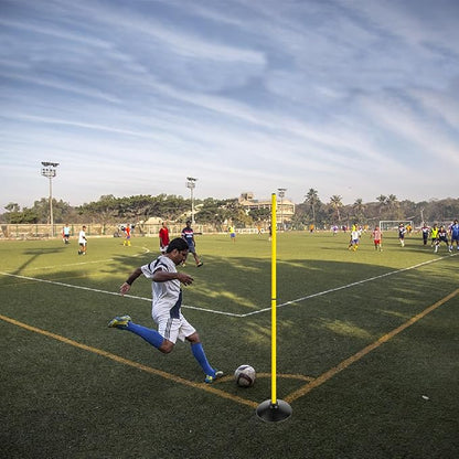 6FT Soccer Agility Poles with Rubber Base Detachable Speed Agility Stick Slalom Speed Training Pole Set for Sports