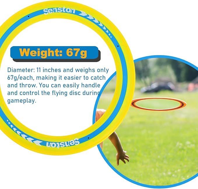 Senston Flying Discs Easily Catch and Throw Sports Disc 11 Inch Soft Flying Discss for All Players Colorful Flying Discs 3 Pcs for Pool Backyard Family Fun