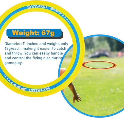 Senston Flying Discs Easily Catch and Throw Sports Disc 11 Inch Soft Flying Discss for All Players Colorful Flying Discs 3 Pcs for Pool Backyard Family Fun