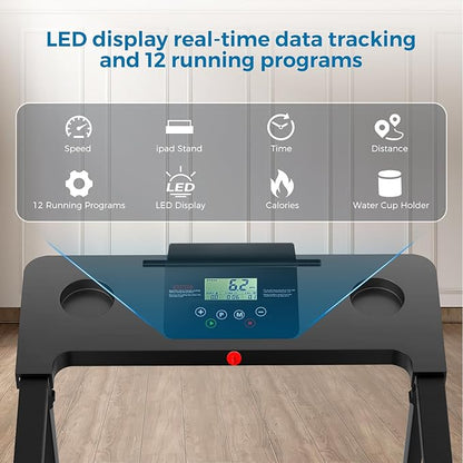 Treadmill with Handles, 2025 Upgraded Small Treadmills Home, Portable Electric Treadmills for Home 300 lbs Capacity,Walking Pad Treadmill,Lightweight Folding Foldable Walking Pad with LED Display