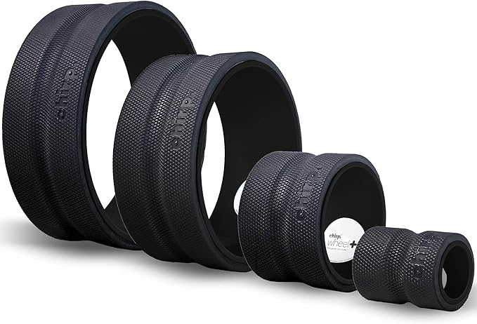 Chirp Wheel Foam Roller ??Targeted Back & Neck Relief, Lumbar Spine Stretcher, Spinal Decompression Back Stretcher, Massage Roller with Density Foam for Physical Therapy, Supports 500lbs, 4-Pack Black