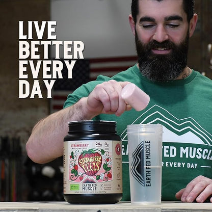 Earth Fed Muscle Strawberry?¯Feels??Forever) ??Irish Truly Grass?‘Fed Whey Protein Isolate, No Sugar, Soy?‘Free, Gluten?‘Free (2 lb, 29 Servings, Strawberry)