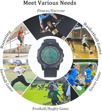 FCXJTU Digital Sports Stopwatch Timer 10/100 Lap Split Memory Stopwatch Calendar Alarm, Pace Mode with 3-Row Extra Large Screen Water Resistant Includes Battery, Lanyard for P.E Referee Coaches