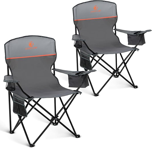 HIGH POINT SPORTS 2 Pack Portable Camping Chair for Adults, Folding Outdoor Camp Chair Lightweight