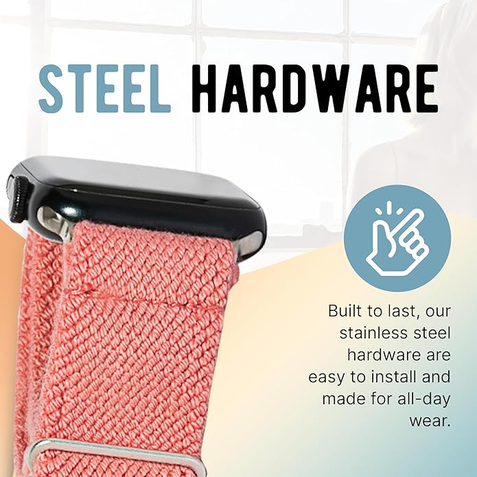 Braxley Bands - Organic Cotton Watch Bands For Women and Men, Compatible With All Apple Watch Sizes and Series - Washable, Sweat-Absorbent, Breathable Fit, Elastic Smart Watch Bands