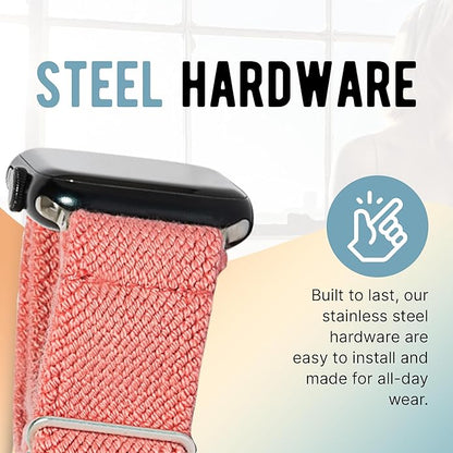 Braxley Bands - Organic Cotton Watch Bands For Women and Men, Compatible With All Apple Watch Sizes and Series - Washable, Sweat-Absorbent, Breathable Fit, Elastic Smart Watch Bands