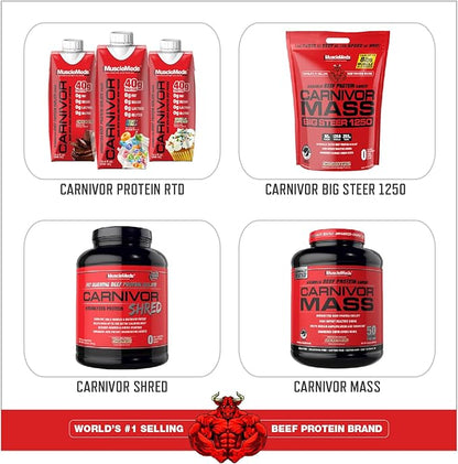 MuscleMeds Carnivor Beef Protein Isolate, 0 Lactose, 0 Sugar, 0 Fat, 0 Cholesterol, Halal Certified, Vanilla Caramel, 7 Lb, 100 Servings